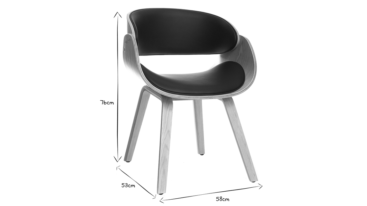 Design-Stuhl Schwarz und helles Holz BENT