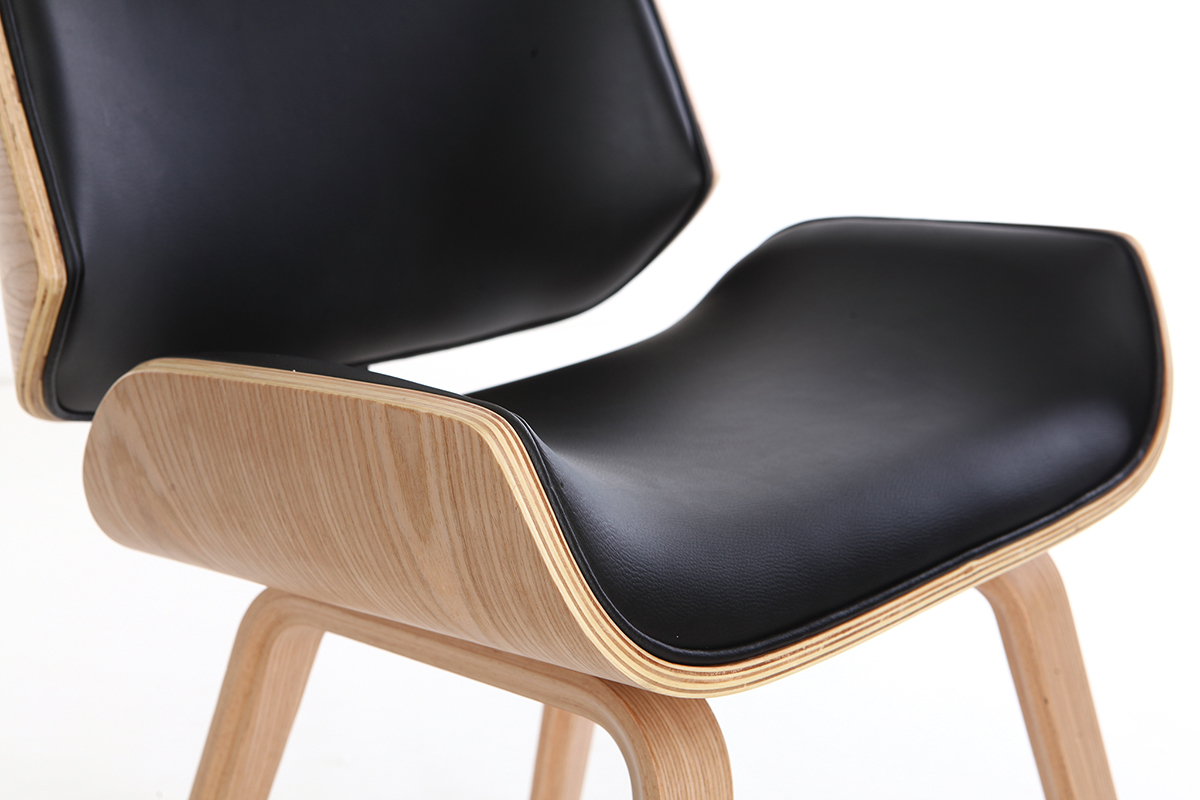 Design-Stuhl, schwarz und helles Holz RUBBENS