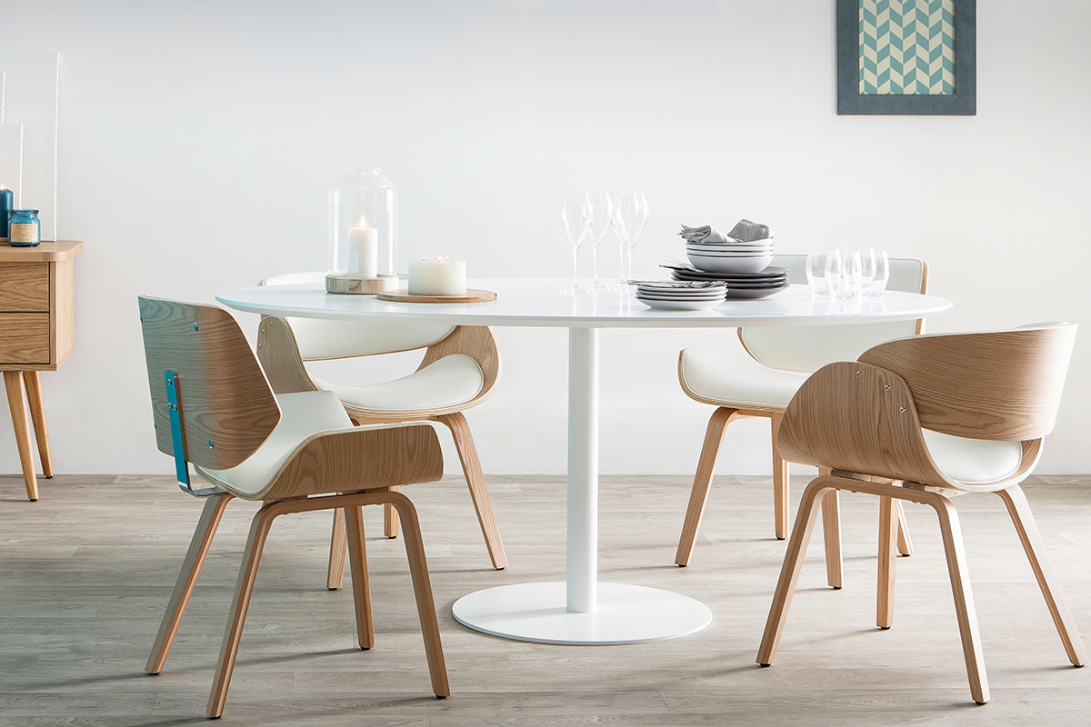 Design-Stuhl, schwarz und helles Holz RUBBENS