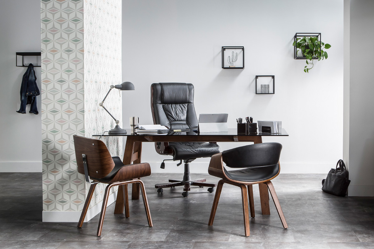 Design-Stuhl, schwarz und helles Holz RUBBENS