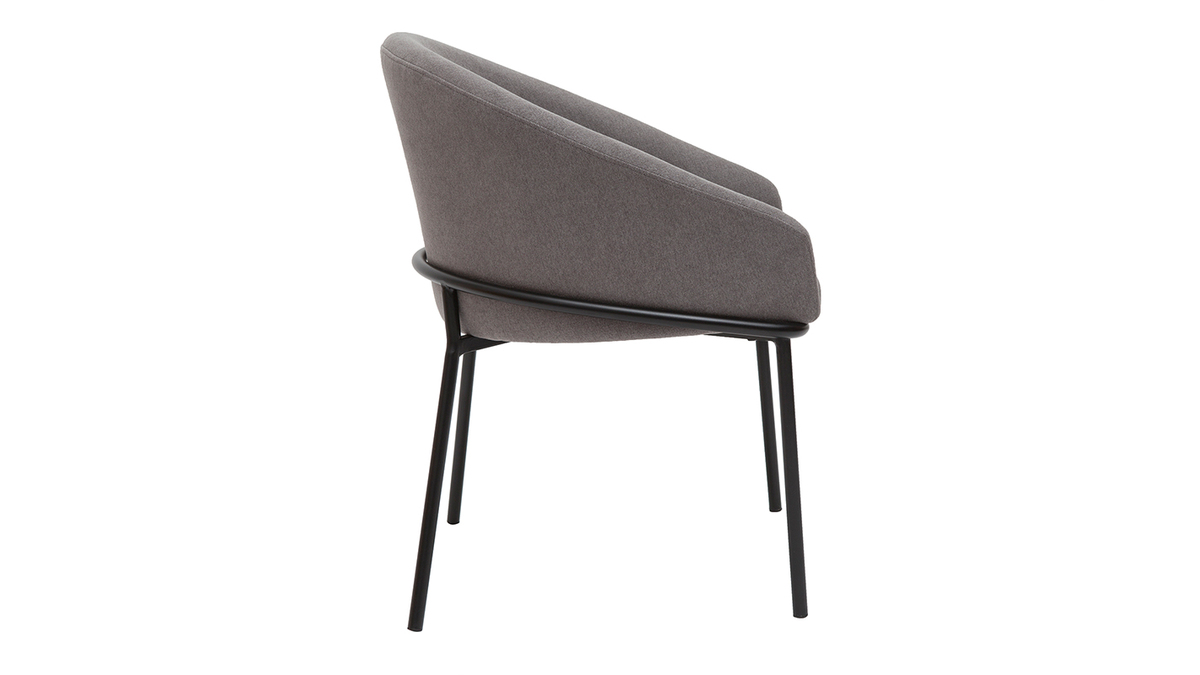 Design-Stuhl Stoff mit Samteffekt in Grau und schwarzem Metall JENNA
