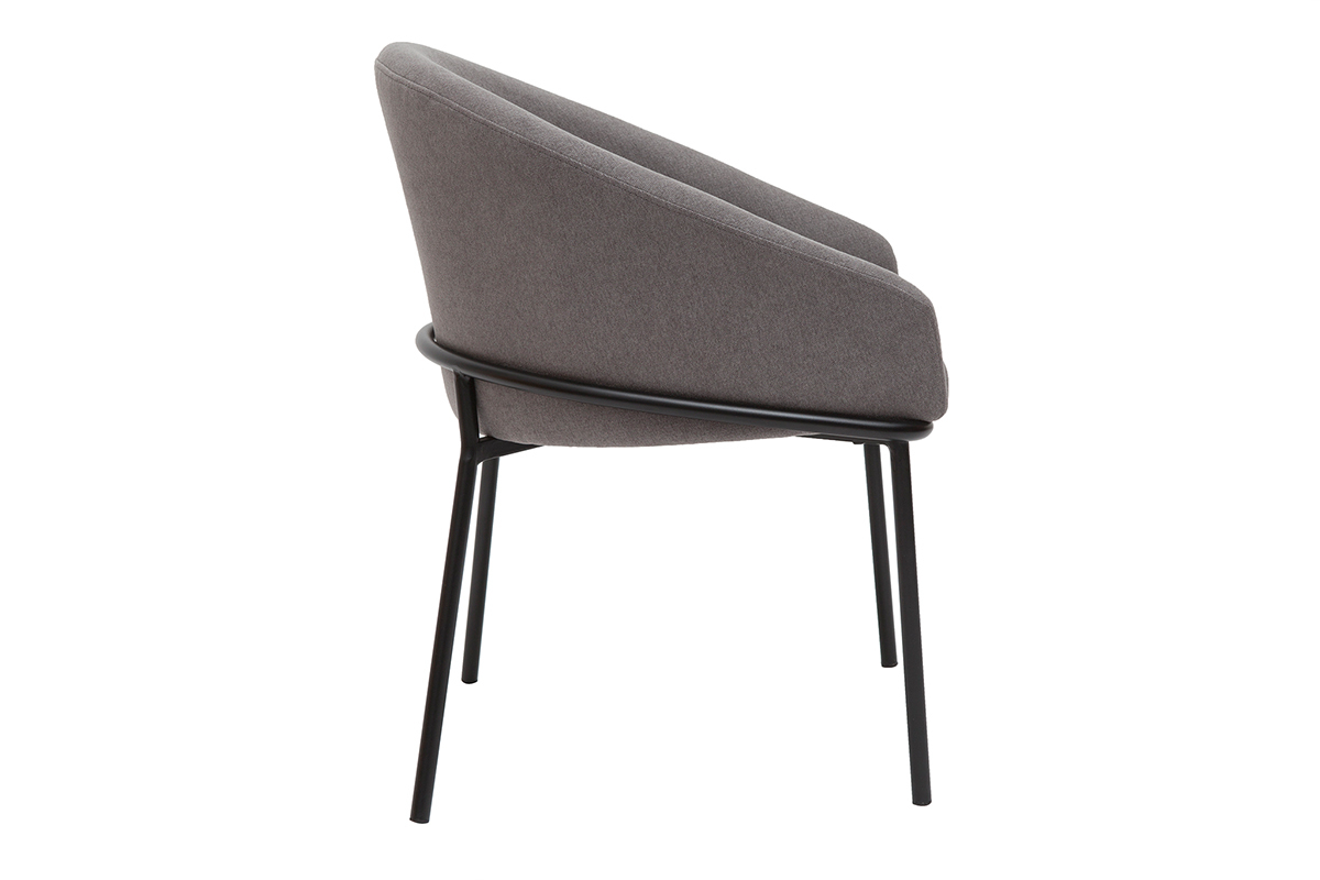 Design-Stuhl Stoff mit Samteffekt in Grau und schwarzem Metall JENNA