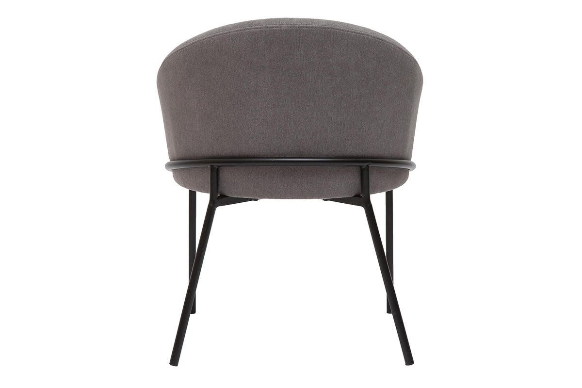 Design-Stuhl Stoff mit Samteffekt in Grau und schwarzem Metall JENNA
