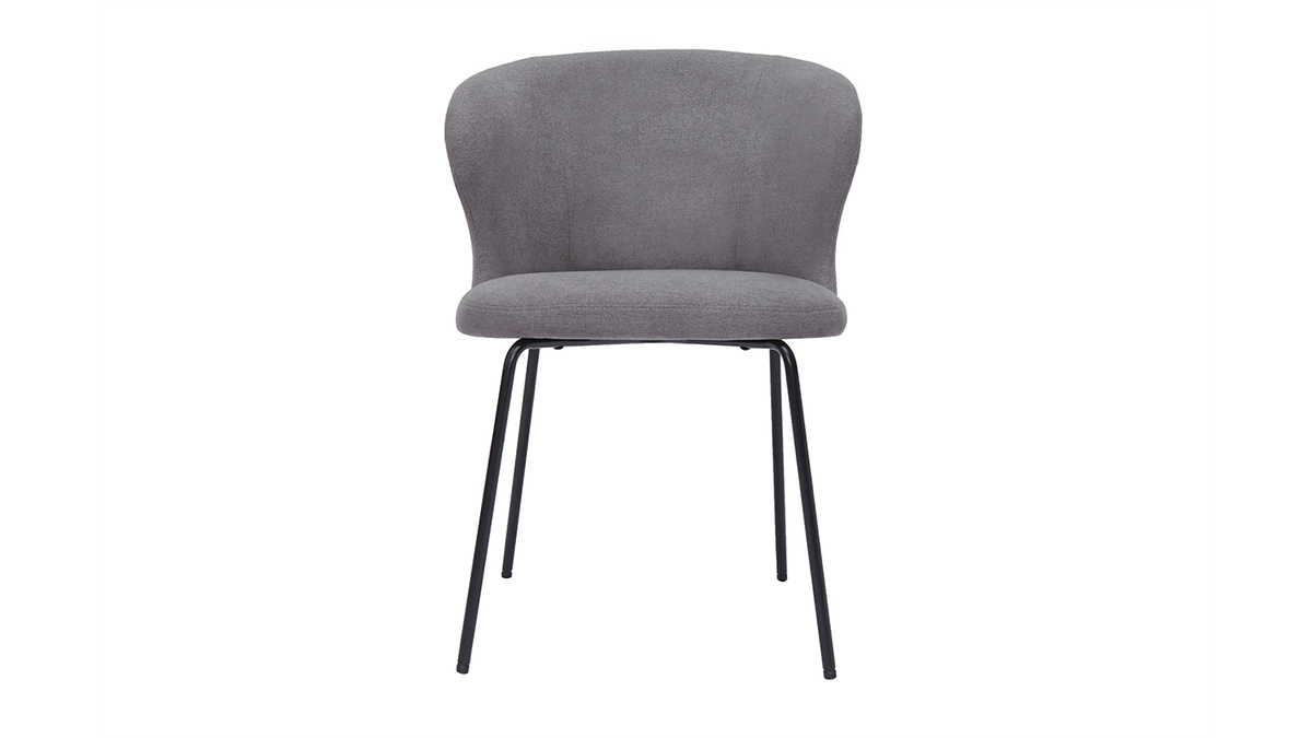 Design-Stuhl Stoff mit Samteffekt in Grau und schwarzem Metall YDA