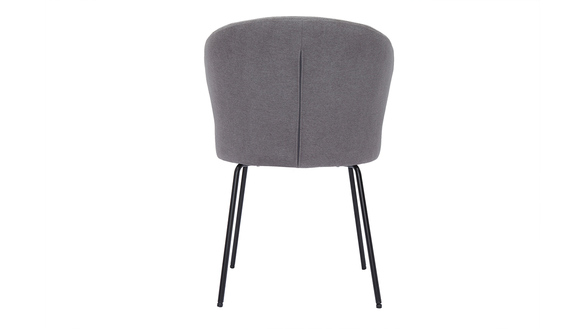 Design-Stuhl Stoff mit Samteffekt in Grau und schwarzem Metall YDA