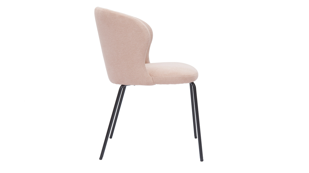 Design-Stuhl Stoff mit Samteffekt in Zartrosa und schwarzem Metall YDA
