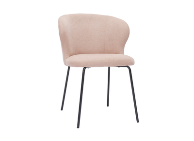 Design-Stuhl Stoff mit Samteffekt in Zartrosa und schwarzem Metall YDA