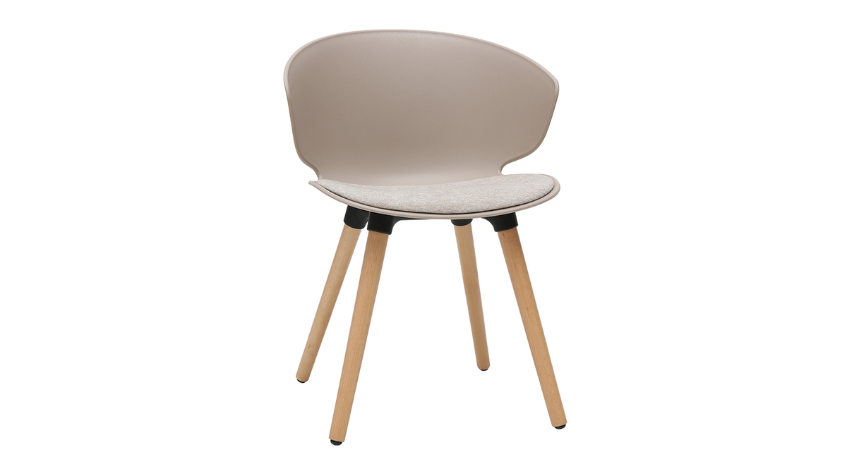 Design-Stuhl taupe und helles Holz WING