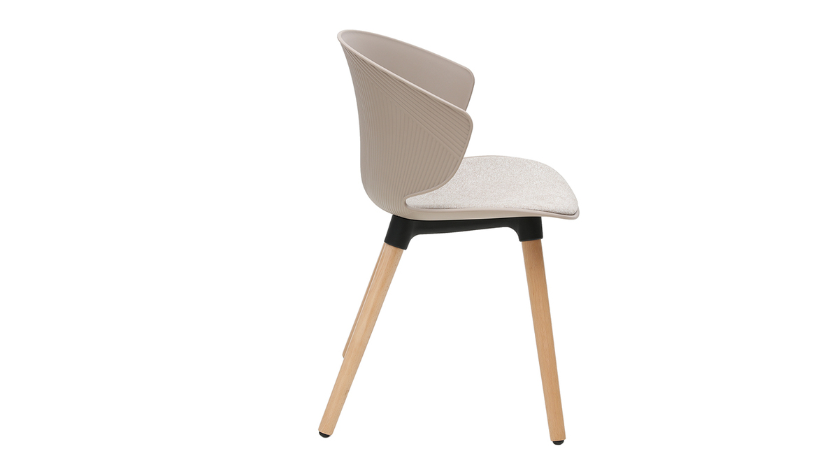 Design-Stuhl taupe und helles Holz WING