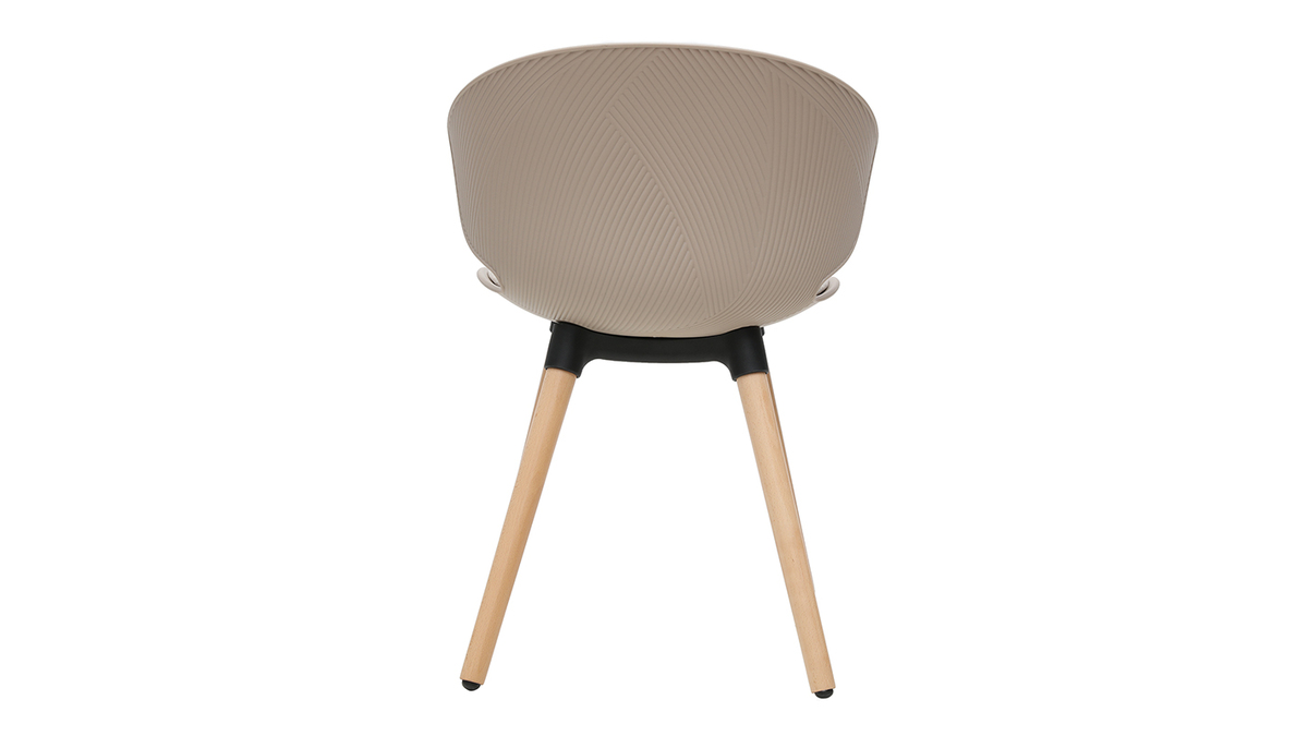 Design-Stuhl taupe und helles Holz WING