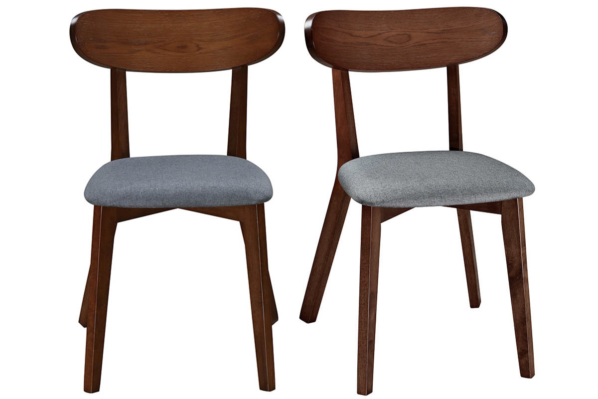 Design-Stuhl Vintage Grau mit Beinen aus Nussbaumholz 2er-Set MARIK