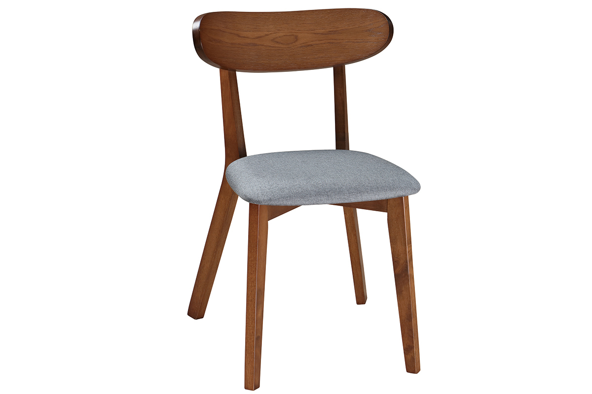 Design-Stuhl Vintage Grau mit Beinen aus Nussbaumholz 2er-Set MARIK