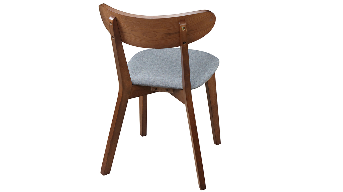 Design-Stuhl Vintage Grau mit Beinen aus Nussbaumholz 2er-Set MARIK