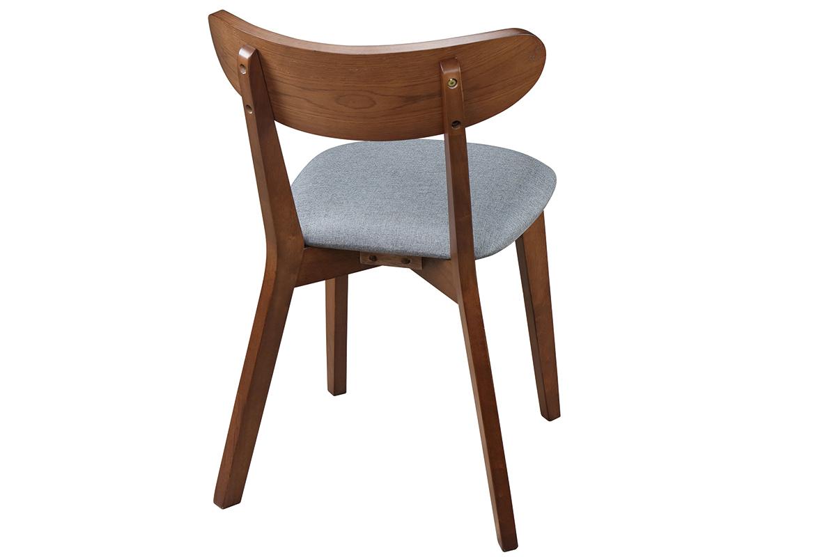 Design-Stuhl Vintage Grau mit Beinen aus Nussbaumholz 2er-Set MARIK
