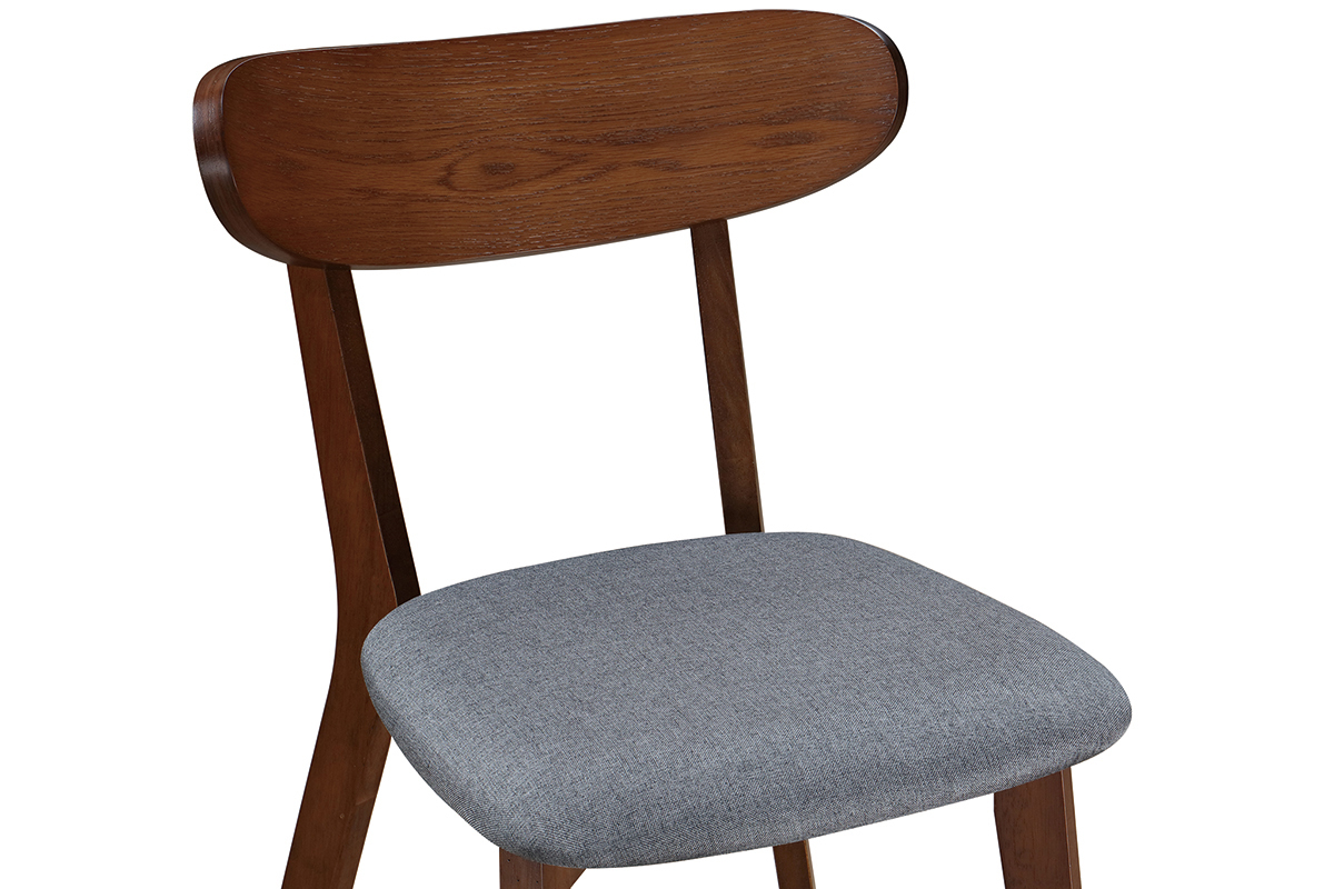 Design-Stuhl Vintage Grau mit Beinen aus Nussbaumholz 2er-Set MARIK