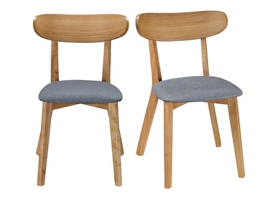 Design Stuhl Vintage Grau mit Holzbeinen 2er Set MARIK Design Stuhl Vintage Grau mit Holzbeinen 2er Set MARIK