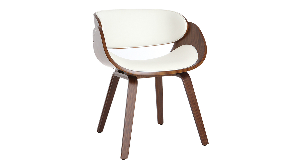 Design-Stuhl Weiß und dunkles Holz Nussbaum BENT