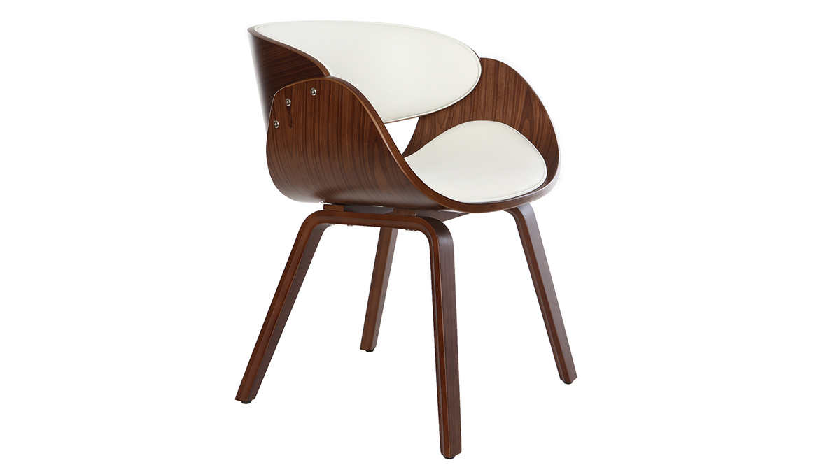 Design-Stuhl Weiß und dunkles Holz Nussbaum BENT
