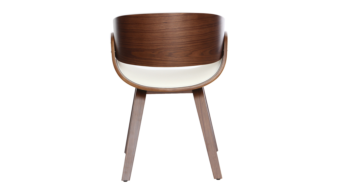 Design-Stuhl Wei und dunkles Holz Nussbaum BENT
