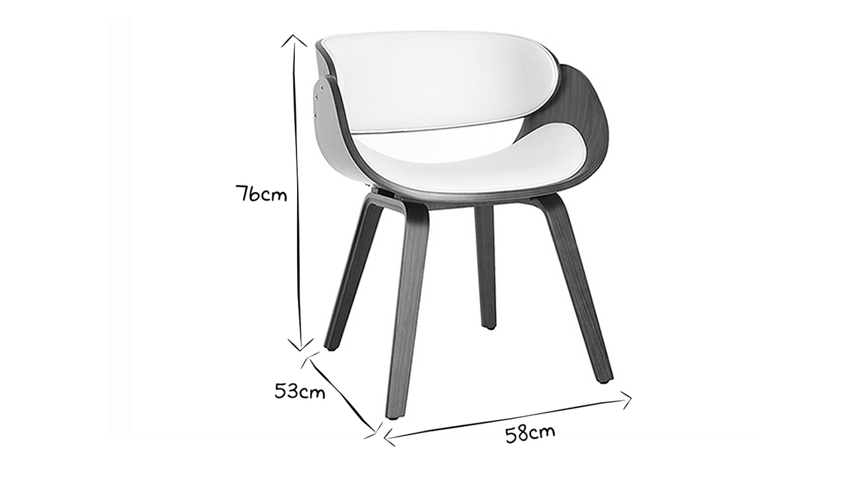 Design-Stuhl Wei und dunkles Holz Nussbaum BENT