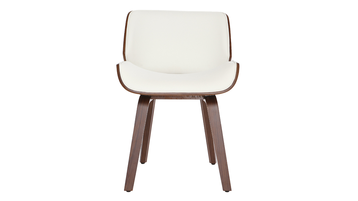 Design-Stuhl, weiß und dunkles Walnussholz RUBBENS