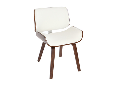 Design-Stuhl, weiß und dunkles Walnussholz RUBBENS