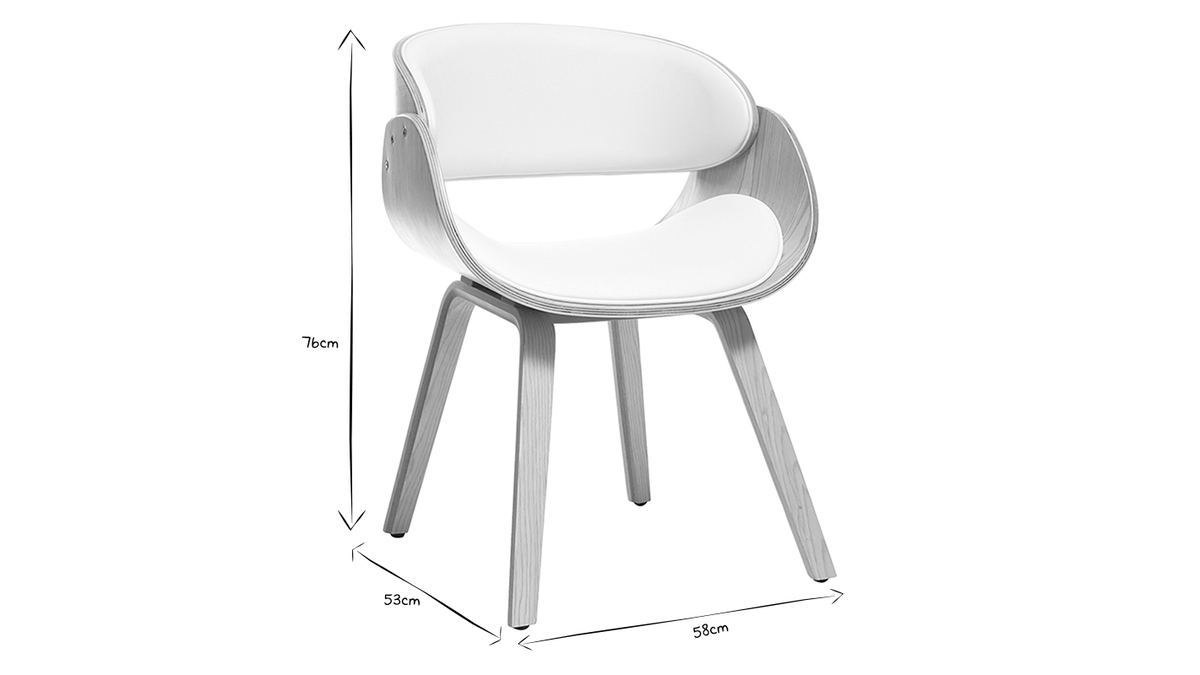 Design-Stuhl Wei und helles Holz BENT