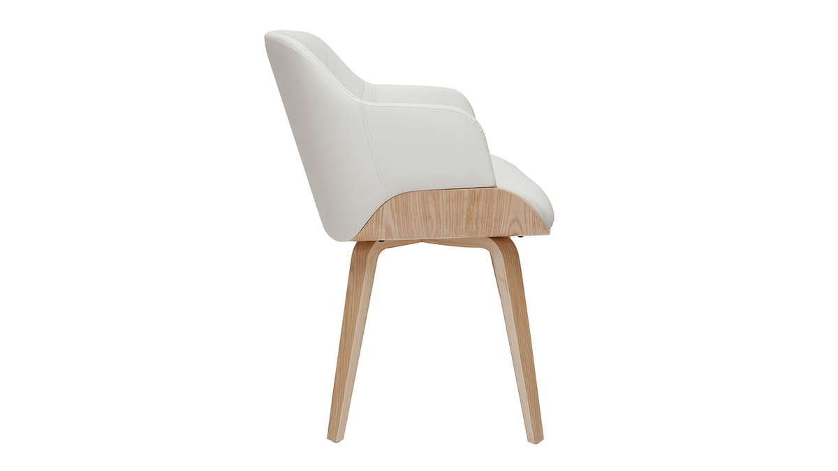 Design-Stuhl weiß und helles Holz LUCIEN
