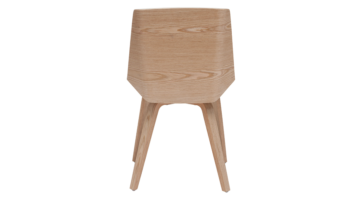 Design-Stuhl weiß und helles Holz MELKIOR