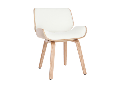 Design-Stuhl, weiß und helles Holz RUBBENS