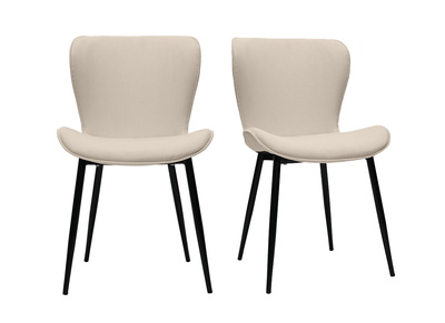 Design-Stühle aus beigem Cord mit Samteffekt und schwarzen Metallbeinen (2er-Set) ADDICT