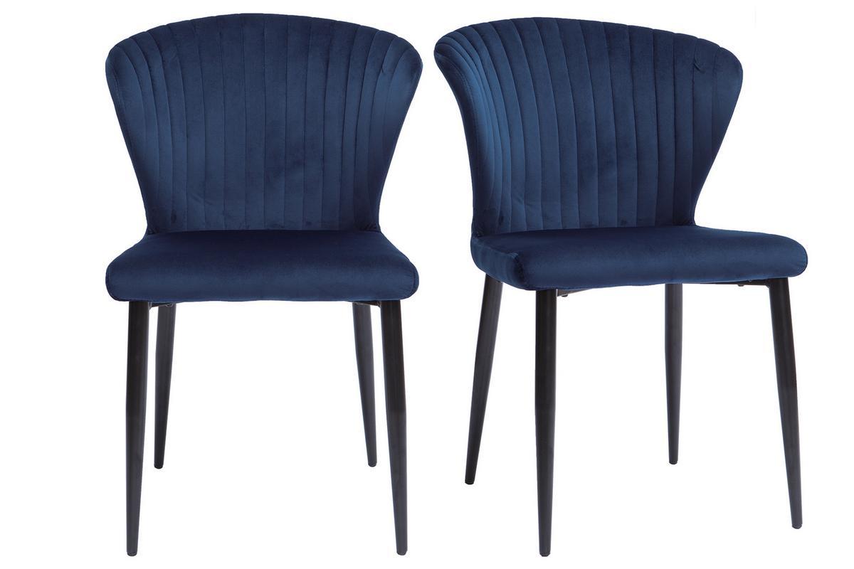 Design-Sthle aus blauem Samt (2er-Set) KAYEL
