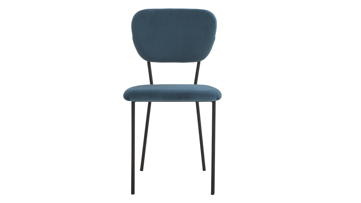 Design-Stühle aus blauem Samt und schwarzem Metallgestell 2er-Satz LEPIDUS