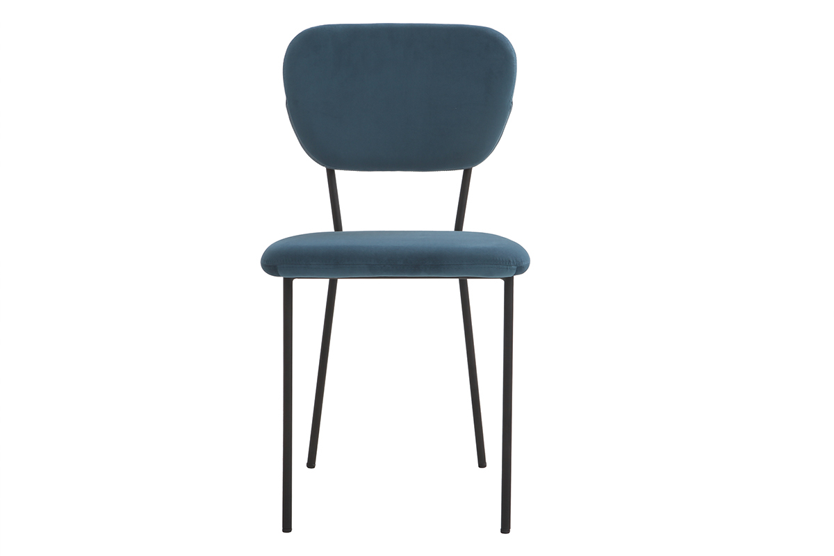 Design-Sthle aus blauem Samt und schwarzem Metallgestell 2er-Satz LEPIDUS