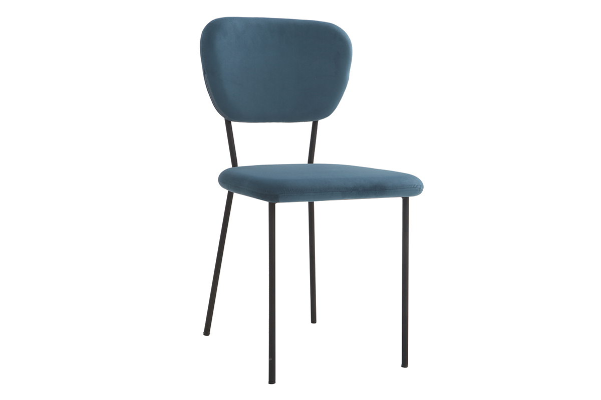 Design-Sthle aus blauem Samt und schwarzem Metallgestell 2er-Satz LEPIDUS