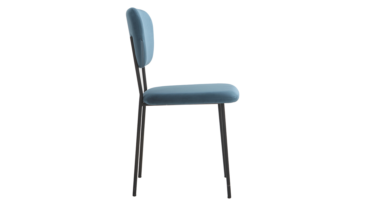 Design-Stühle aus blauem Samt und schwarzem Metallgestell 2er-Satz LEPIDUS