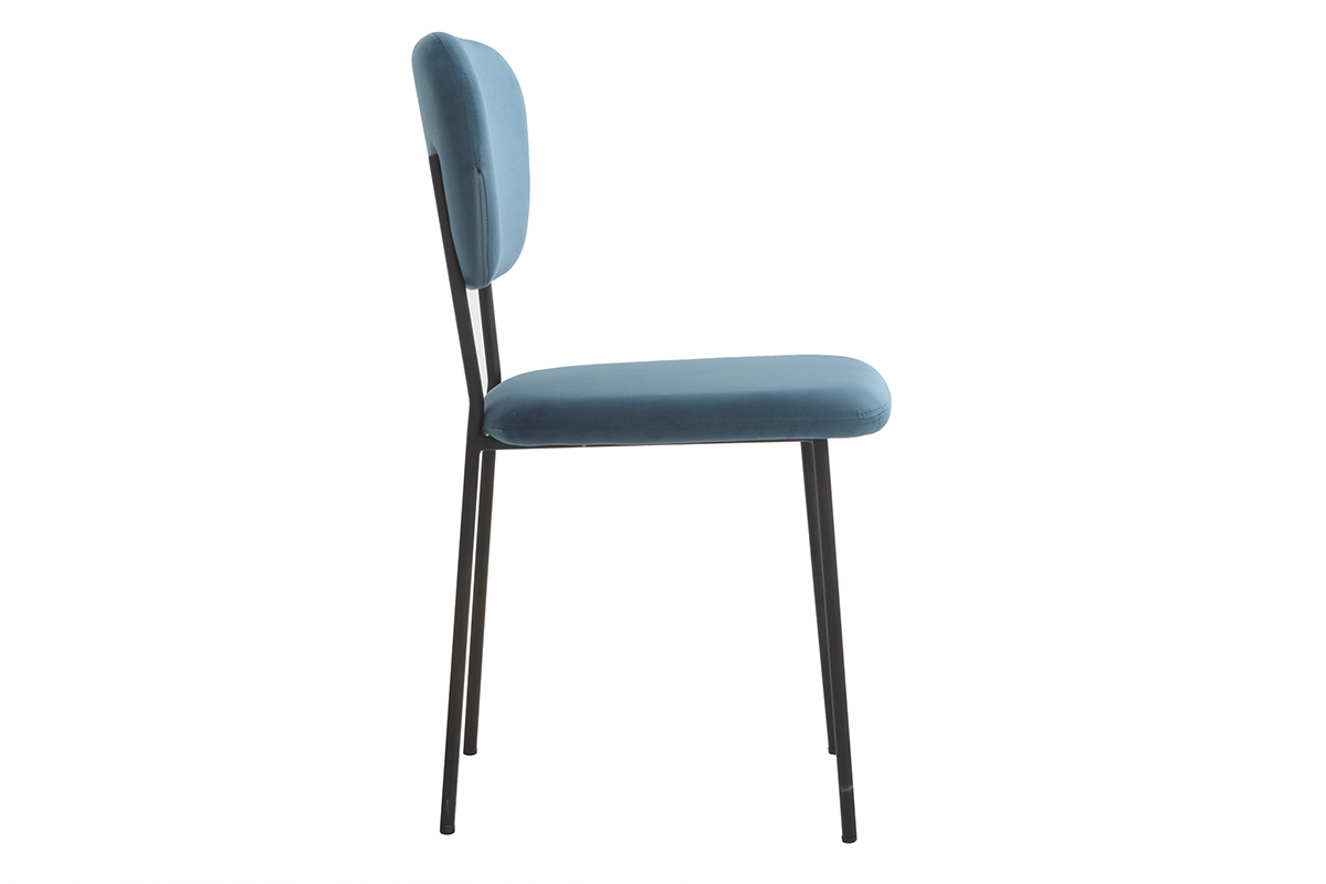 Design-Sthle aus blauem Samt und schwarzem Metallgestell 2er-Satz LEPIDUS