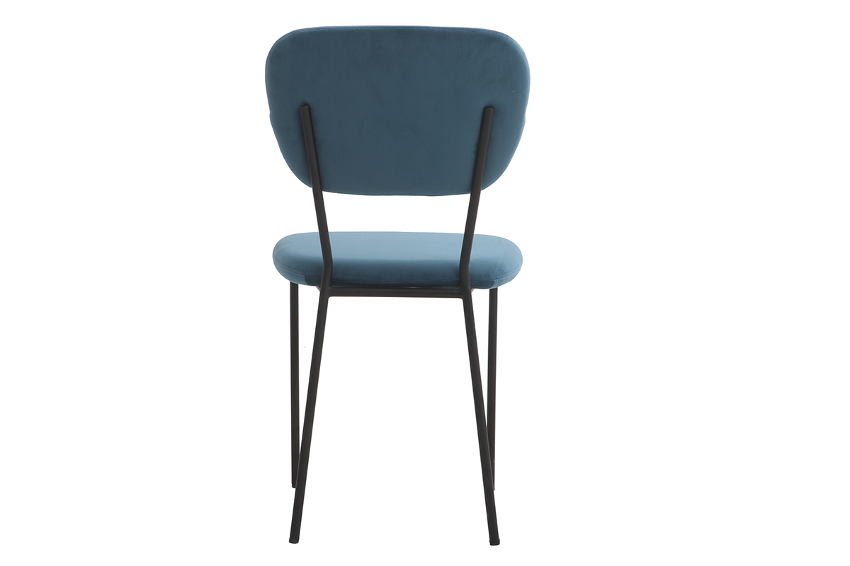 Design-Sthle aus blauem Samt und schwarzem Metallgestell 2er-Satz LEPIDUS