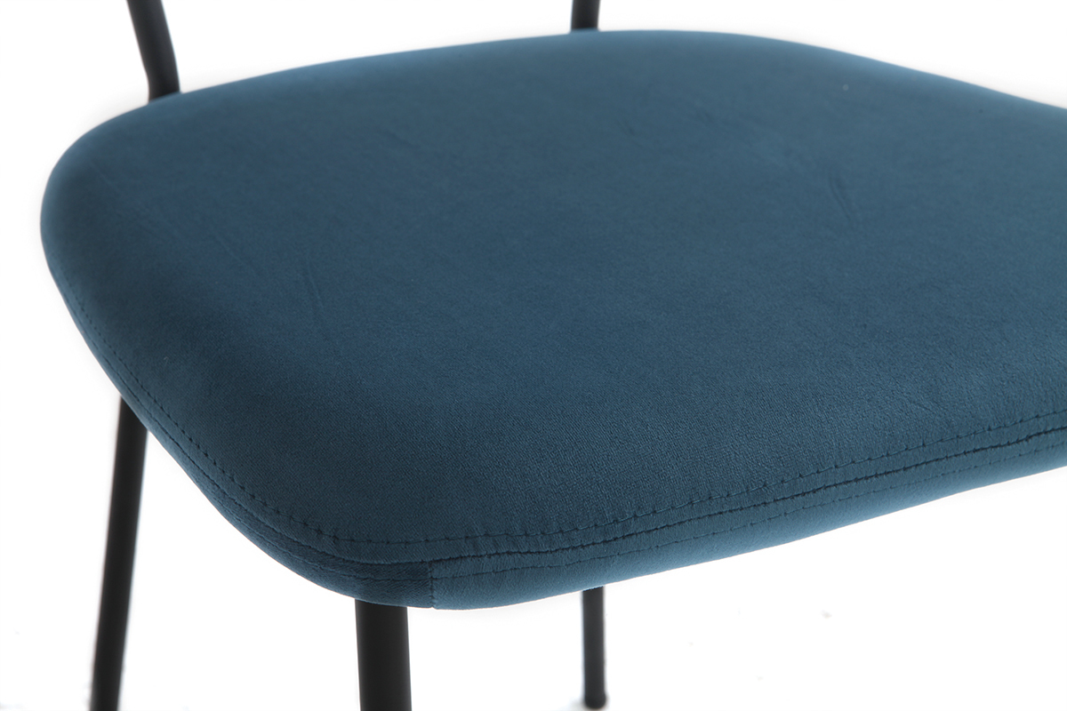 Design-Sthle aus blauem Samt und schwarzem Metallgestell 2er-Satz LEPIDUS