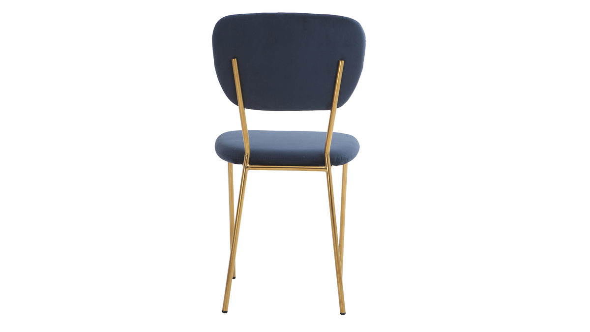 Design-Stühle aus blauem Samt und vergoldetem Metallgestell - 2er-Satz LEPIDUS