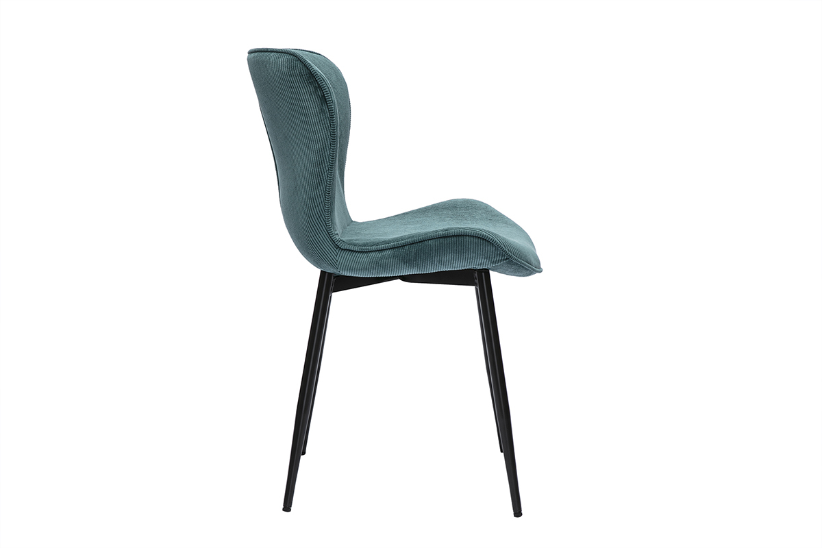 Design-Sthle aus blauem Samtstoff und schwarzem Metall (2er-Set) ADDICT