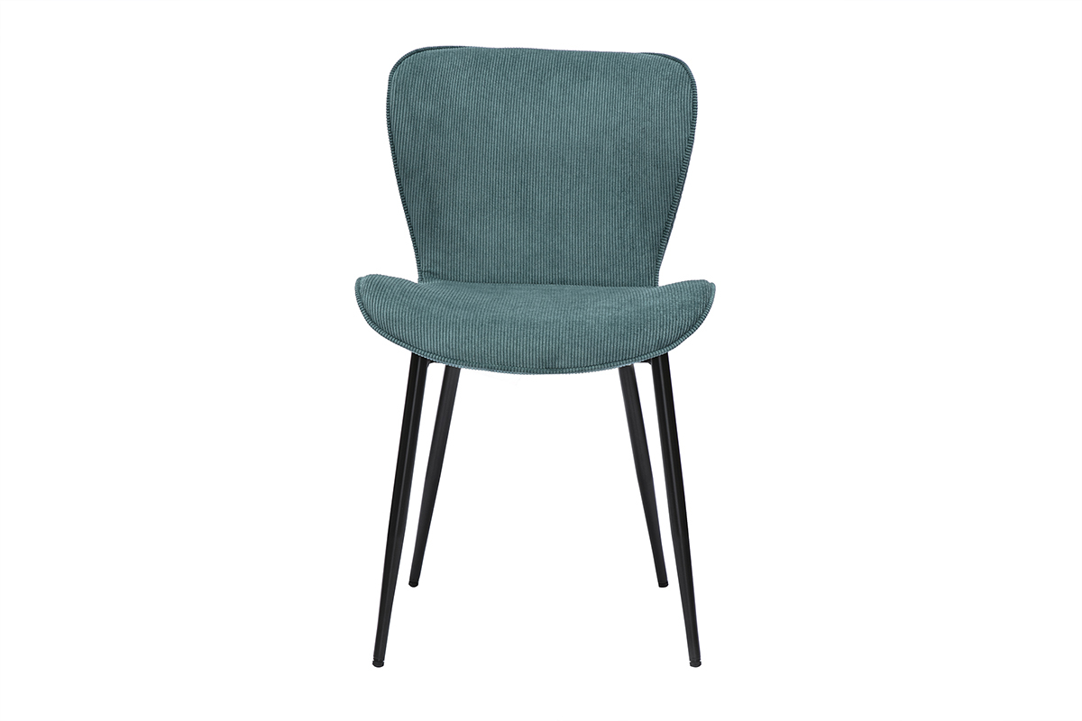 Design-Sthle aus blauem Samtstoff und schwarzem Metall (2er-Set) ADDICT