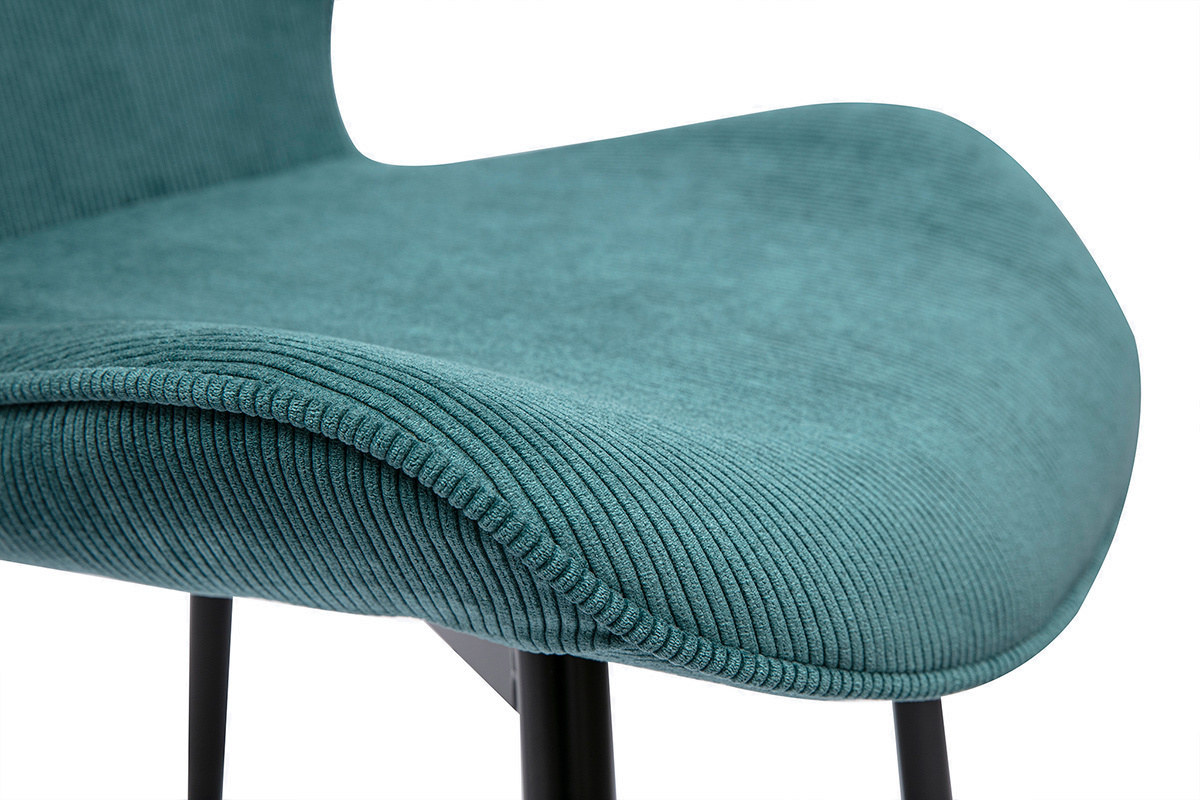 Design-Sthle aus blauem Samtstoff und schwarzem Metall (2er-Set) ADDICT