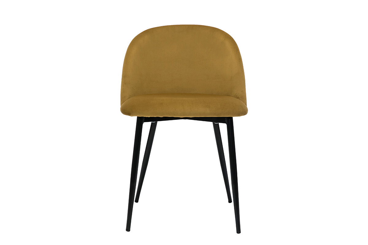 Design-Sthle aus bronzefarbenem Samt und schwarzem Metall (2er-Set) CELESTE