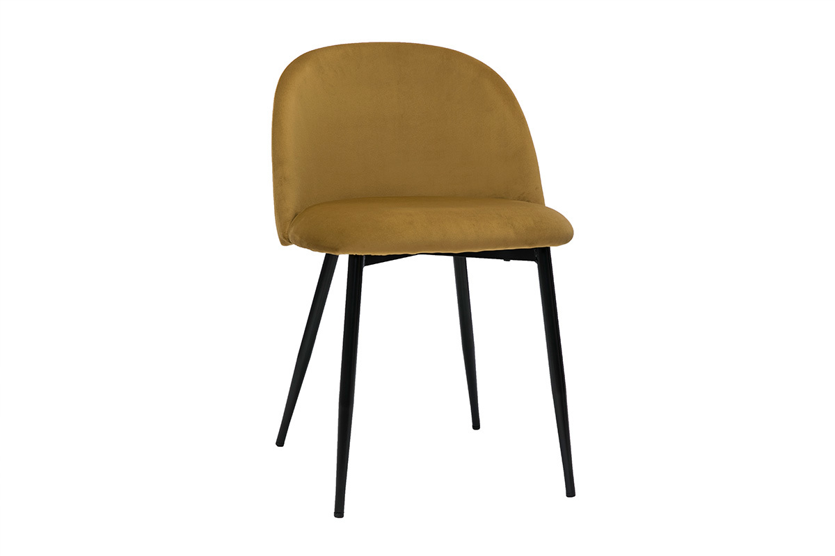 Design-Sthle aus bronzefarbenem Samt und schwarzem Metall (2er-Set) CELESTE