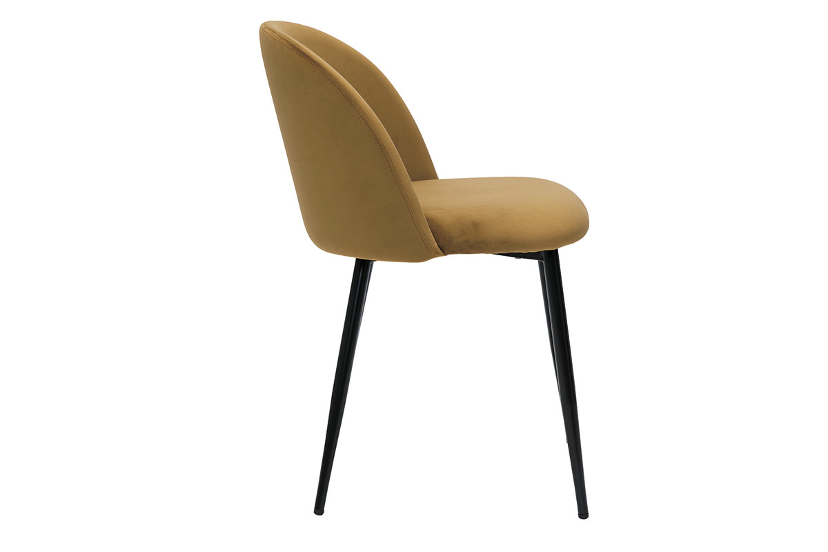 Design-Sthle aus bronzefarbenem Samt und schwarzem Metall (2er-Set) CELESTE