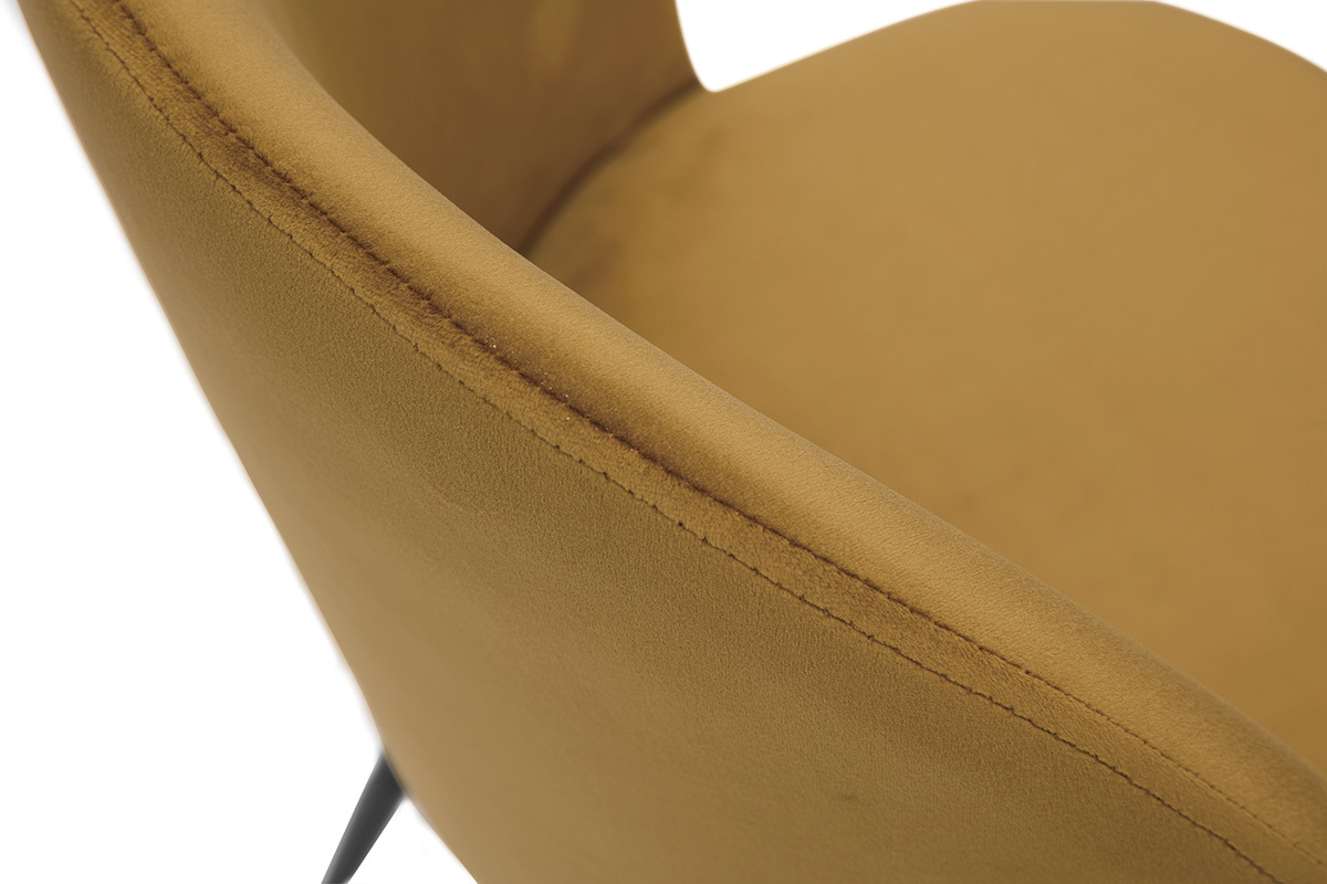 Design-Sthle aus bronzefarbenem Samt und schwarzem Metall (2er-Set) CELESTE