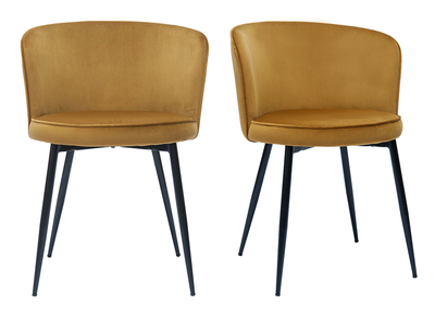 Design-Stühle aus bronzefarbenem Samt und schwarzem Metall (2er-Set) SERIF