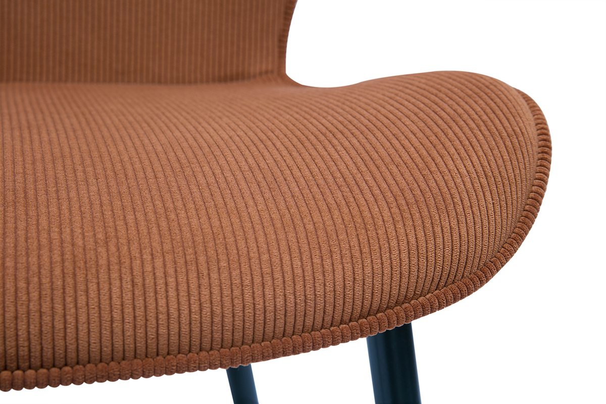 Design-Sthle aus Cordstoff in Terracotta und schwarzem Metall (2er-Set) ADDICT
