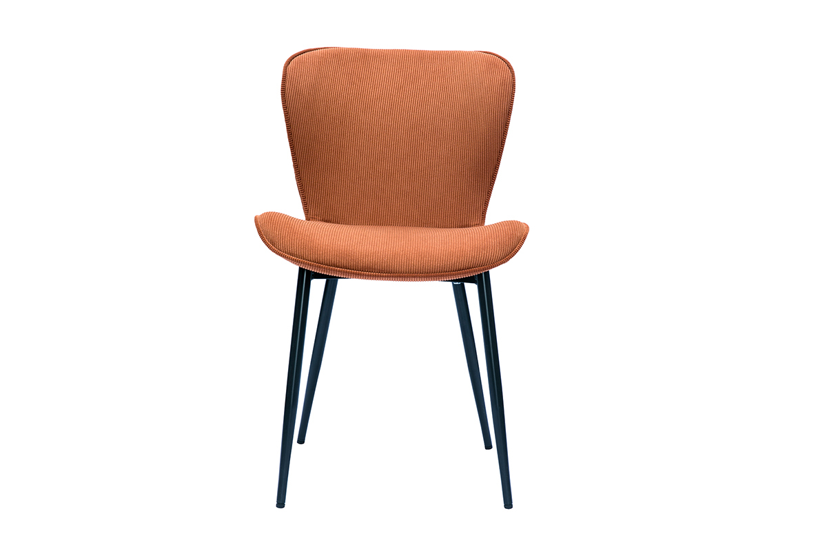 Design-St�hle aus Cordstoff in Terracotta und schwarzem Metall (2er-Set) ADDICT
